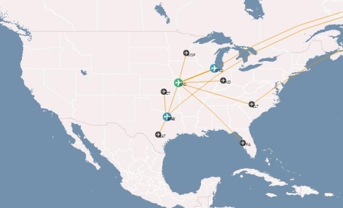 My US routes courtesy of openflights.org
